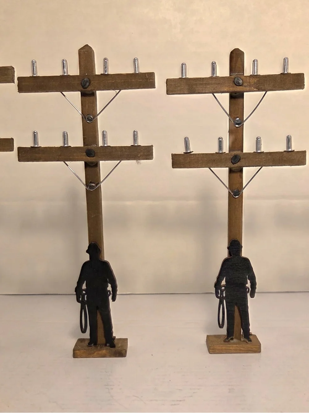 4 LINEMAN POLE & Silhouette Climber | cake decoration | 12” Miniature Decor